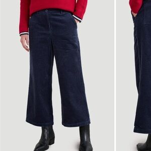 NEW Seasalt Cornwall Navy Corduroy Wide-Leg Crop Pants 10